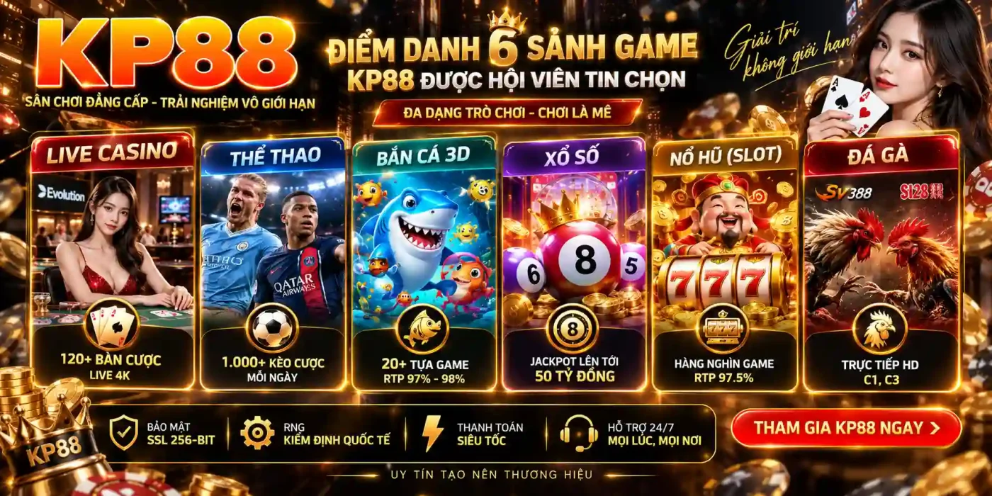 KP88 15 Điểm danh #6 sảnh game KP88 được hội viên tin chọn