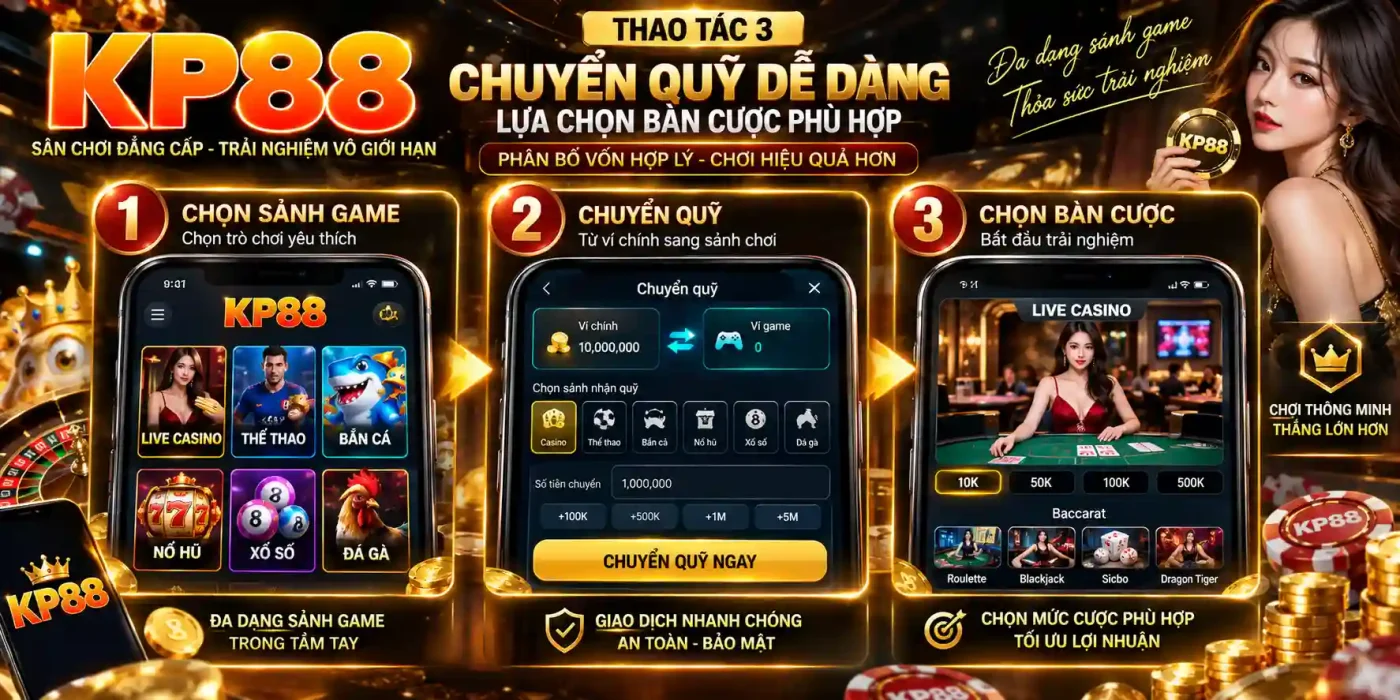 KP88 18 Thao tác 3 - Chuyển quỹ và lựa chọn bàn cược phù hợp